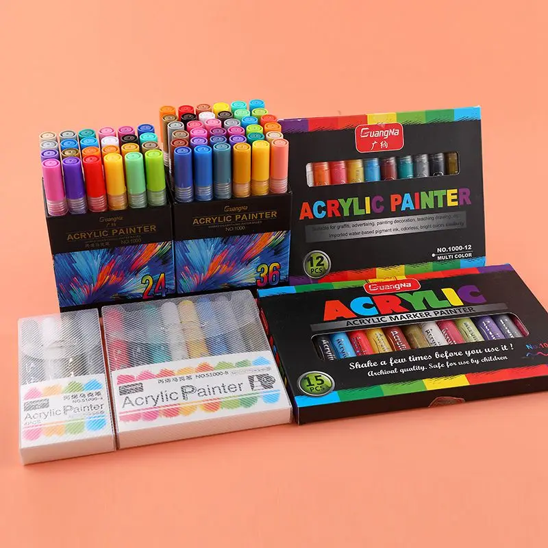 4-36 Colors Acrylic Paint Marker Pens for Rock Painting Stone Ceramic Porcelain Mug Wood Fabric Canvas Marking Pens Art Supplies