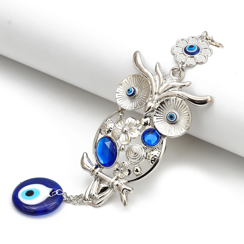

MEIBEADS 1pc Turkey Evil Eye Galss Charms Owl Animal Wall Hang Keychain Fit Women Decoration Home Party
