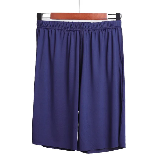 Ice Silk Cool Summer Men Sleepwear Shorts Sexy Underwear Nightwear Comfortable Elastic Loose Casual Man Sleep Bottoms Homewear E Navy Blue