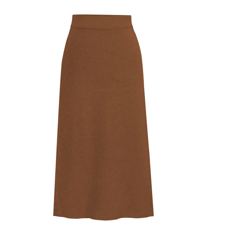 black midi skirt Knit Pencil Wool  Knitted Sweater Skirt Women Plus Size High Waist Skirts Women Split Midi Skirt 2021 New Autumn Winter brown skirt Skirts