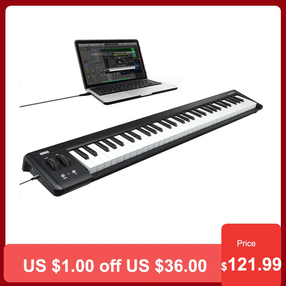 Компактный USB MIDI-контроллер KORG microKEY2-61 61 клавиша питание от для iOS телефона pad Mac