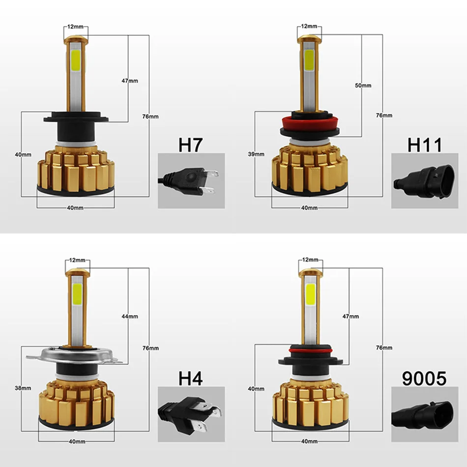 TF30 4 стороны 10000LM 100W H8 H11 9005 9006 H4 H7 светодиодный фар автомобиля лампочки canbus Авто светодиодный фары Hi/низкая C6 S2 12 V/24 V 6000K