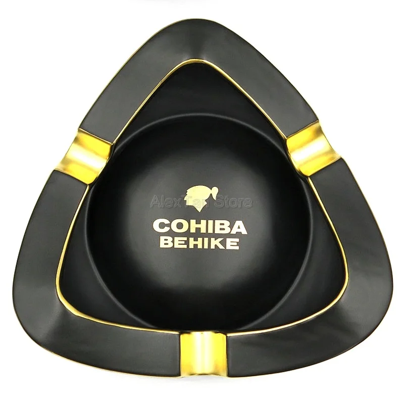 COHIBA, роскошная, 50-летняя серия, керамическая, тонкая, черная, фарфоровая, 3 золы, пепельница для сигар, для дома и офиса, держатель для сигар - Цвет: Frosted Black