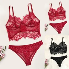 Новинка, сексуальное эротическое женское нижнее белье, плюс размер, кружевной бюстгальтер с v-образным вырезом+ стринги, комплект нижнего белья, S-2XL, Soutien Gorge, сексуальное Эротическое белье 30NOV7