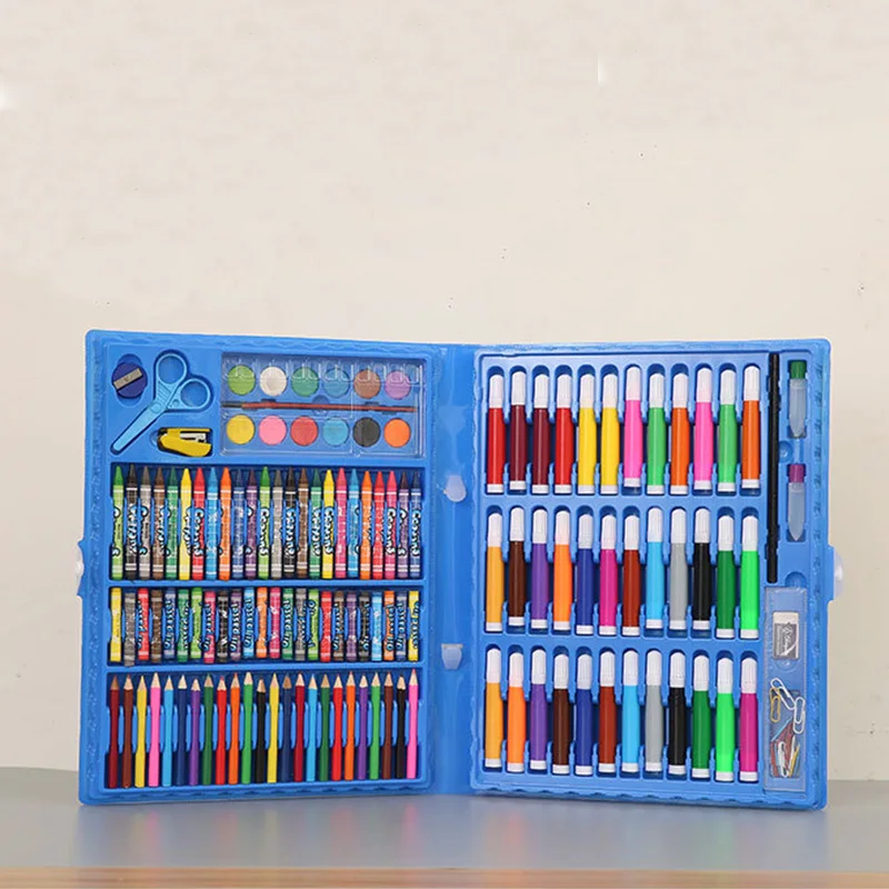 150 шт./компл. детей мультфильм воды цвет живопись комплект в подарочной коробке мелки фломастеры Рисование цветными карандашами инструменты K1456 J