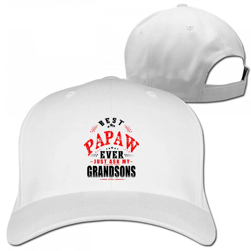 Funny papa Best PAPAW ever just ask my grandson Baseball cap men women Trucker Hats fashion adjustable cap - Цвет: 1-White