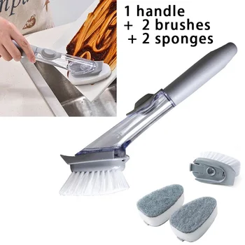 

Soap Dispenser Scrubber Dish Wand Brush Scrub Refill Pan Kitchen Washing Potts