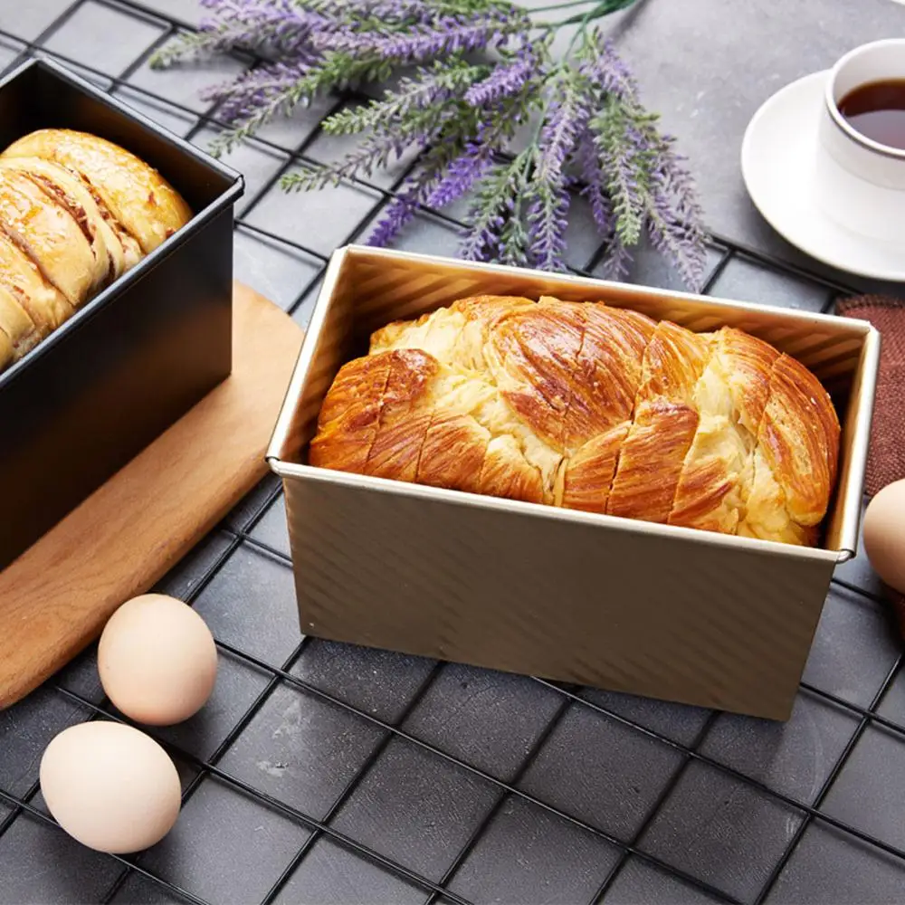 

New Rectangular Loaf Pan Carbon Steel Non-stick Bellows Cover Toast Box Mold Bread Mold Eco-Friendly Baking Tools for Cakes