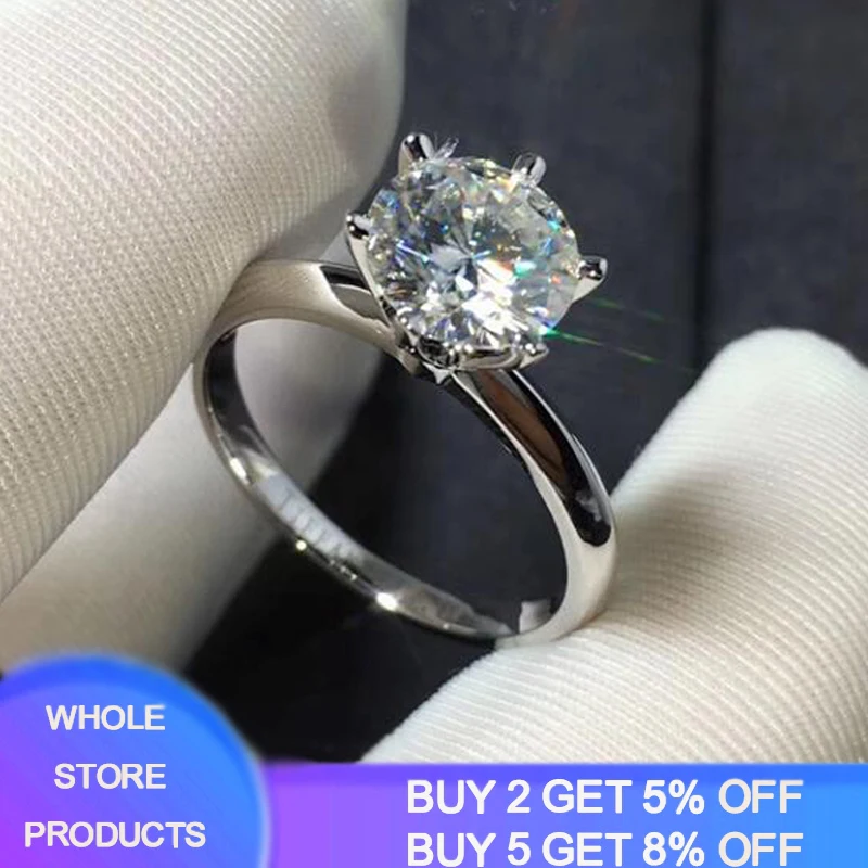 YANHUI Have Certificate Solitaire 2.0ct Natural Gemstone Ring Luxury Brand 18K White Gold Lab Diamond Wedding Rings for Women YANHUI Have Certificate Solitaire 2.0ct Natural Gemstone Ring Luxury Brand 18K White Gold Lab Diamond Wedding Rings for Women