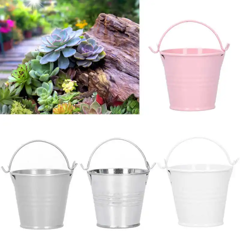 TOGEVAL 10pezzi Mini Secchielli Di Metallo Per Piante Da Stile Vintage Per Decorazioni Di Casa e Feste Lamiera Resistente e Portatili