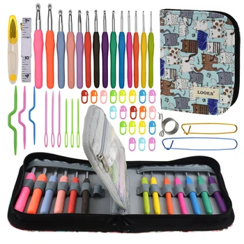 

Jiwuo Crochet Hooks Knit Colorful Crochet Needles Stitches Knitting DIY Clothes Scarf Craft Case Crochet Kit Weaving Sewing Tool