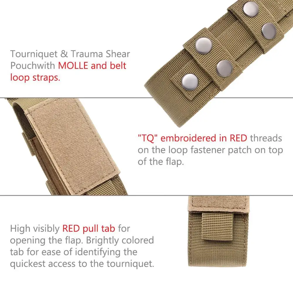 Tactical EDC Tourniquet Molle Pouch Outdoor Medical Emergency Bag Tactical Hunting Accessories Knife Flashlight Holster Case