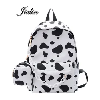 

Vintage Casual Women Nylon Backpack Cow Pattern School Bag For School Teenagers Girls Children Backpacks Travel Bag New 2020