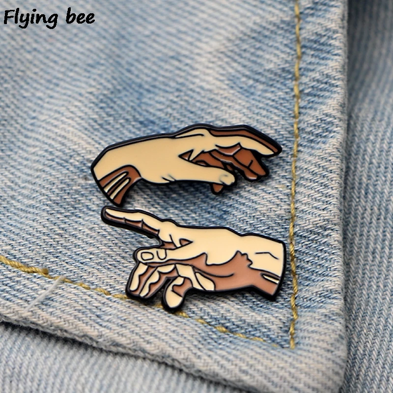 Flyingbee 2 шт./компл. создание Adam брошь и булавка классные руки эмаль шпильки значок рубашка шпильки с отворотом бижутерия X0447