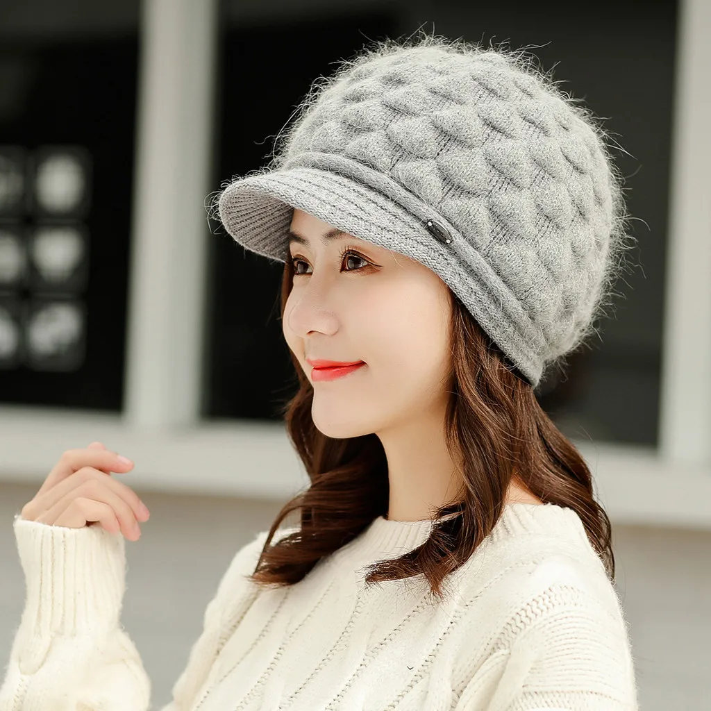 Autumn Winter Warm Cap Scarf Beret Baggy Knit Crochet Beanie Hat Ski Cap Czapka Zimowa Damska New Fashion Hats For Women