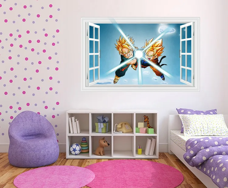 Dragon Ball Съемная Наклейка на стену 3D Аниме Дракон Гоку Вегета настенные фрески разбитая стена декоративные детские спальни декоративные наклейки для дома