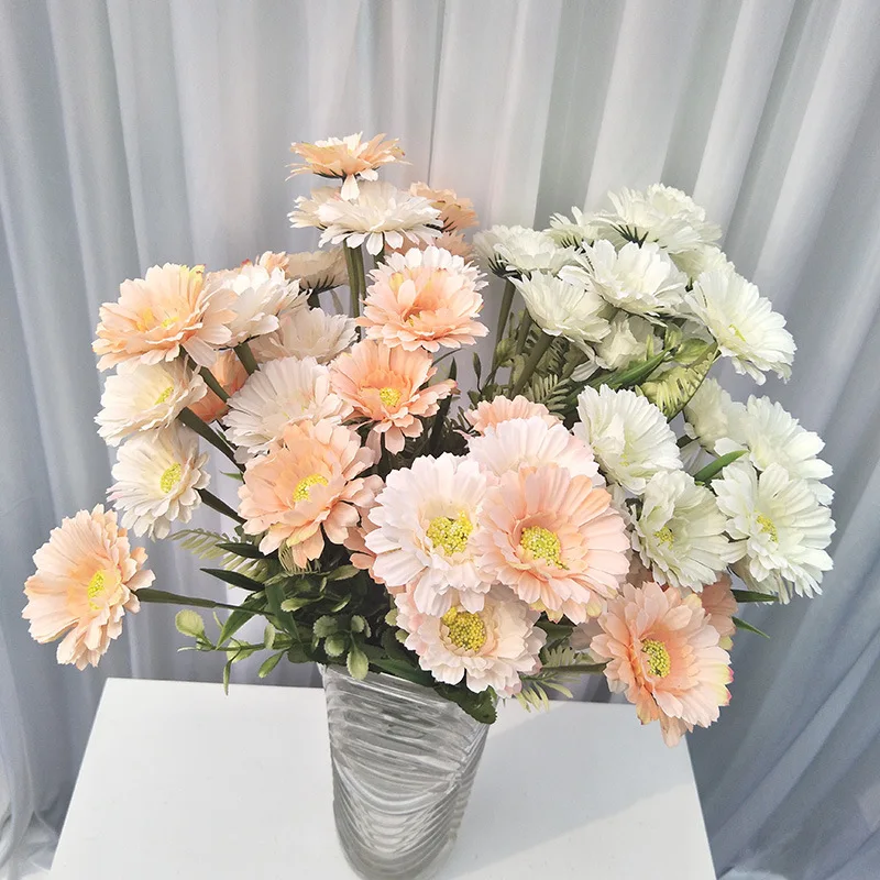 10Head Simulation Gerbera Bunches Home Wedding Decoration Flowers Artificial Flower Set Simulation Plant Pot QW74 (4)