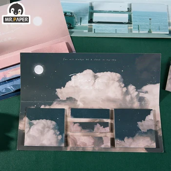 

Mr Paper 150pcs/lot Cute Stationary Memo Pads Ins Style Self-Adhesive Moonlight Clouds Mountains Sea Office Stationery Supplies