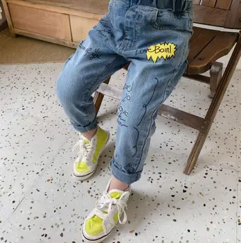 

2020 new arrival girls boys denim pants spring fashion kids jean pants 4-9t HJ509