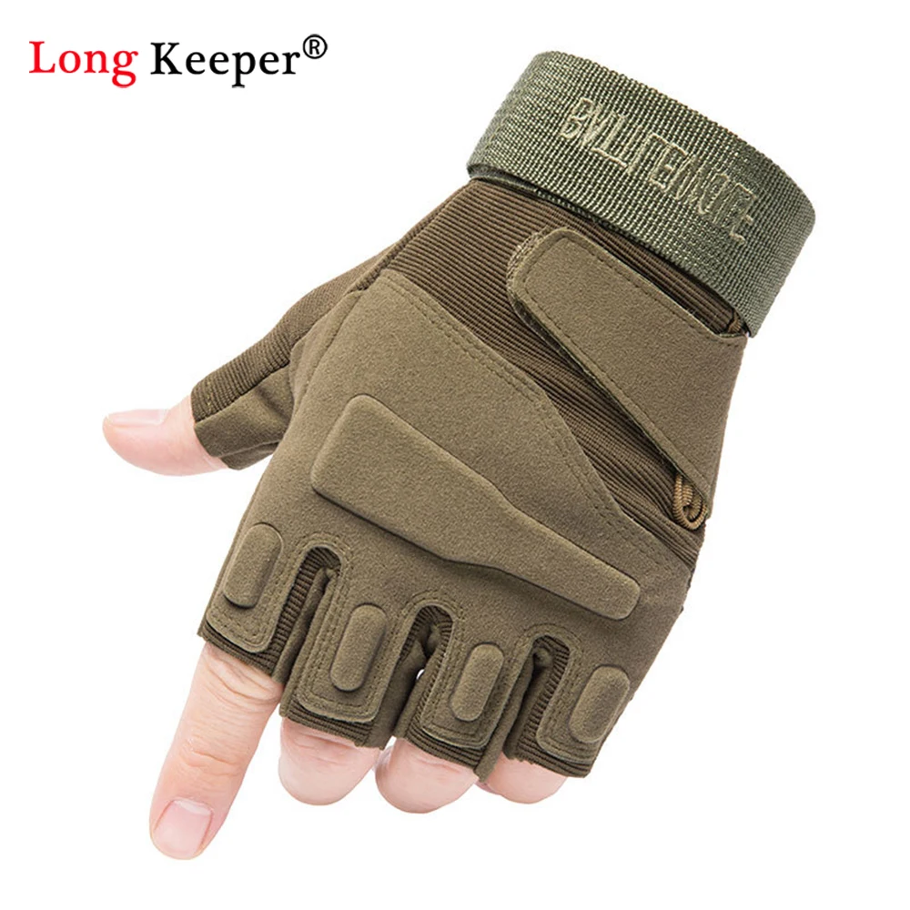 

Fashion Adjustable Miltary Tactical Gloves Fingerless Motorcycle Cycling Gloves Men Non-Slip Shoot Paintball Gloves 2021