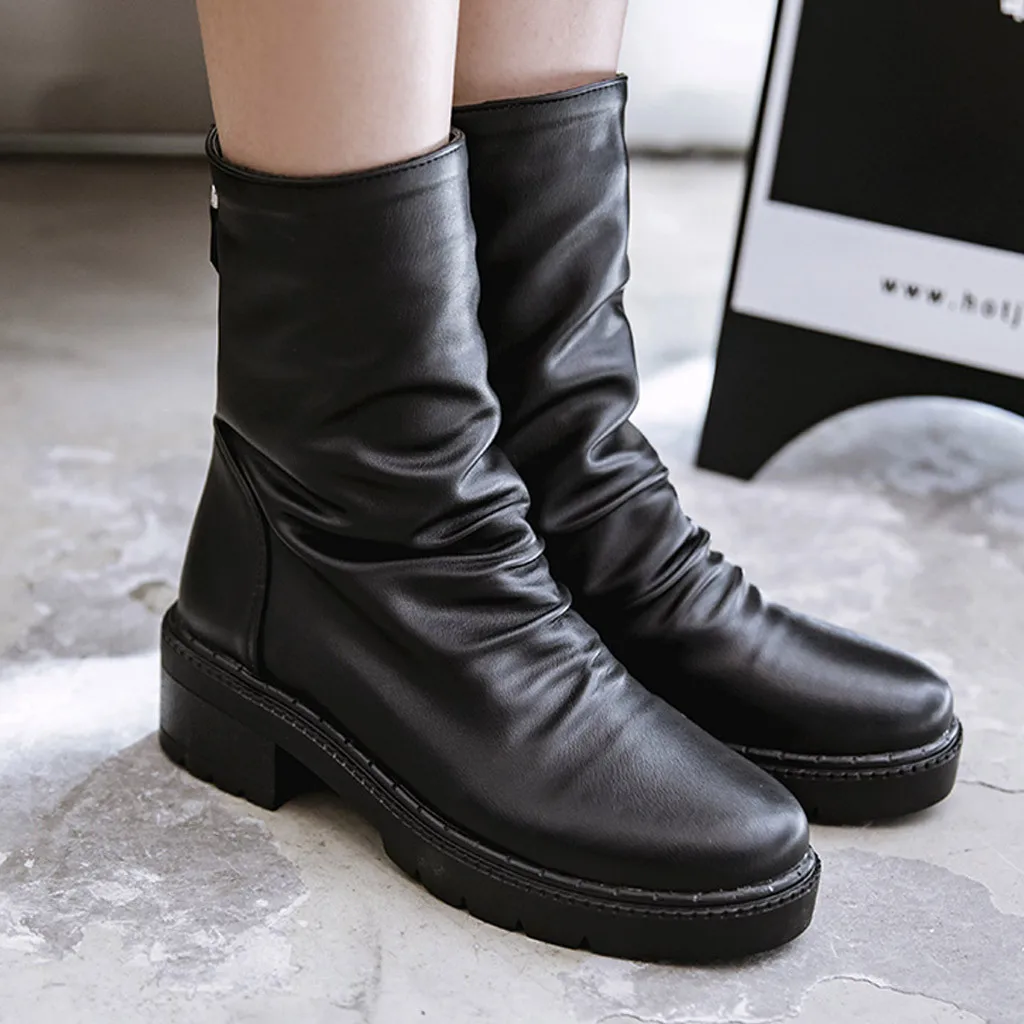 

Leather Keep Warm Martin Boots platform bare boots women's Round Head Warm And Comfortable Booties Fashion For Women Shoes