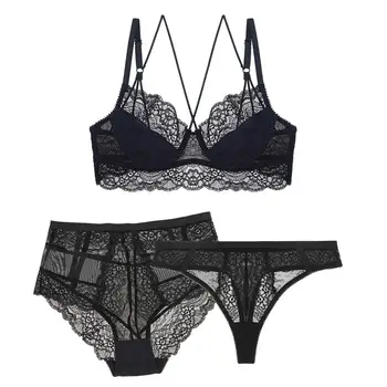 

Women's underwear sexy bra bra set panties and thong ultra-thin floral lace unlined beauty back bra sets