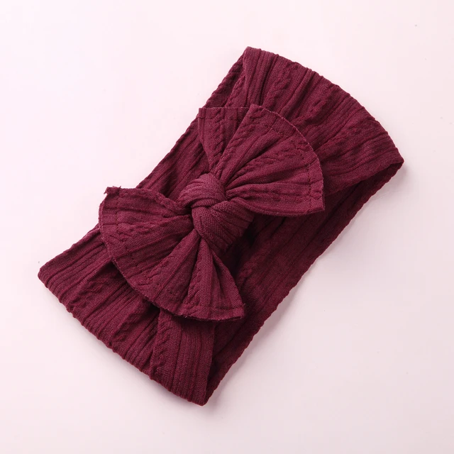 Cable Knitting Baby Girl Headband Material Nylon Bows Child Turban Newborn Baby Girl Hair Ribbon Accessories Headwear Headwraps 19