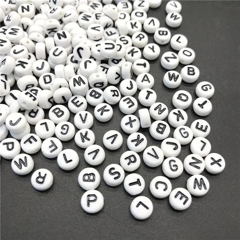 

100pcs 4x7mm round letters 26 letters beads multi-color peach heart-shaped spacer beads For bracelet necklace jewelry making