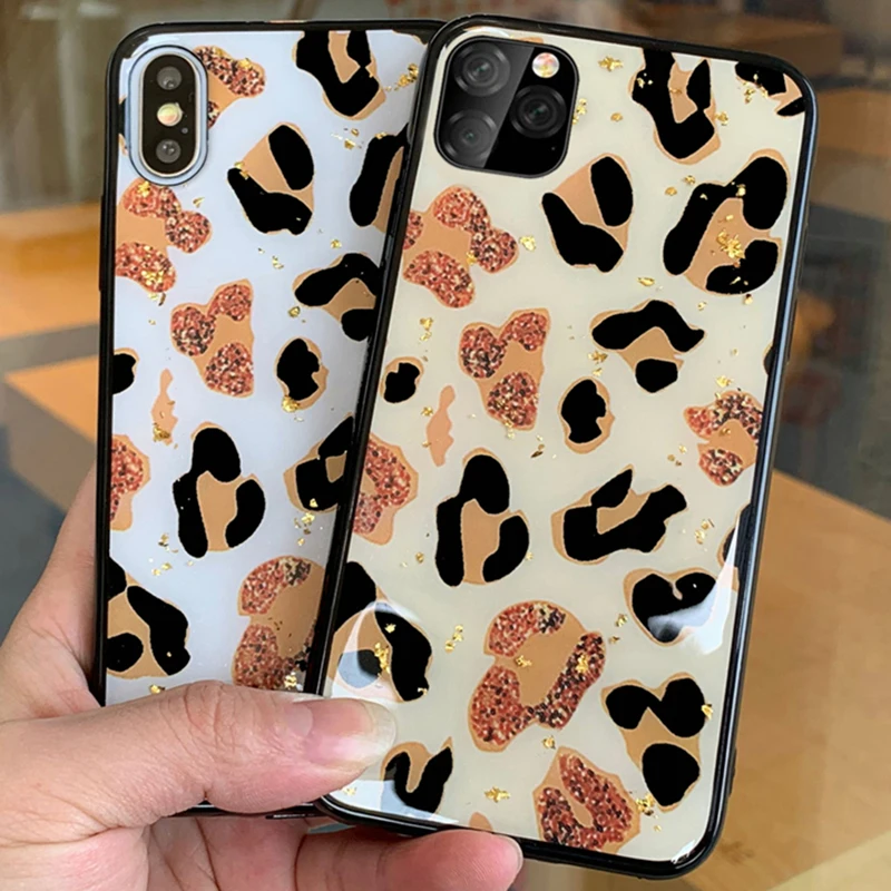 Расшитый блестками чехол с леопардовым принтом для iphone xs 11 Pro MAX XR X 10 7 8 Plus 6 6s |