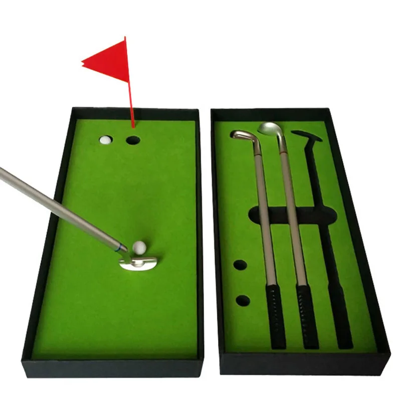 

New Style Mini Golf Course Flag Ball with Golf Club Shaped 3 Pieces Ballpoint Pens canetas Set School Office Stationery Supplies