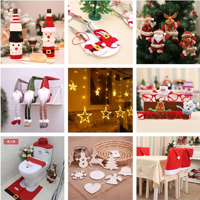 Christmas Decorations for Home Santa Claus Snowman Wine Bottle Dust Cover New Year Dinner Table Decor Noel Xmas Gift