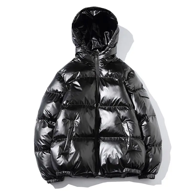 

Women Outerwear Winter Glossy Silver/Black/Gold/Blue Plus Size Hooded Parka Solid Down Padded Coats