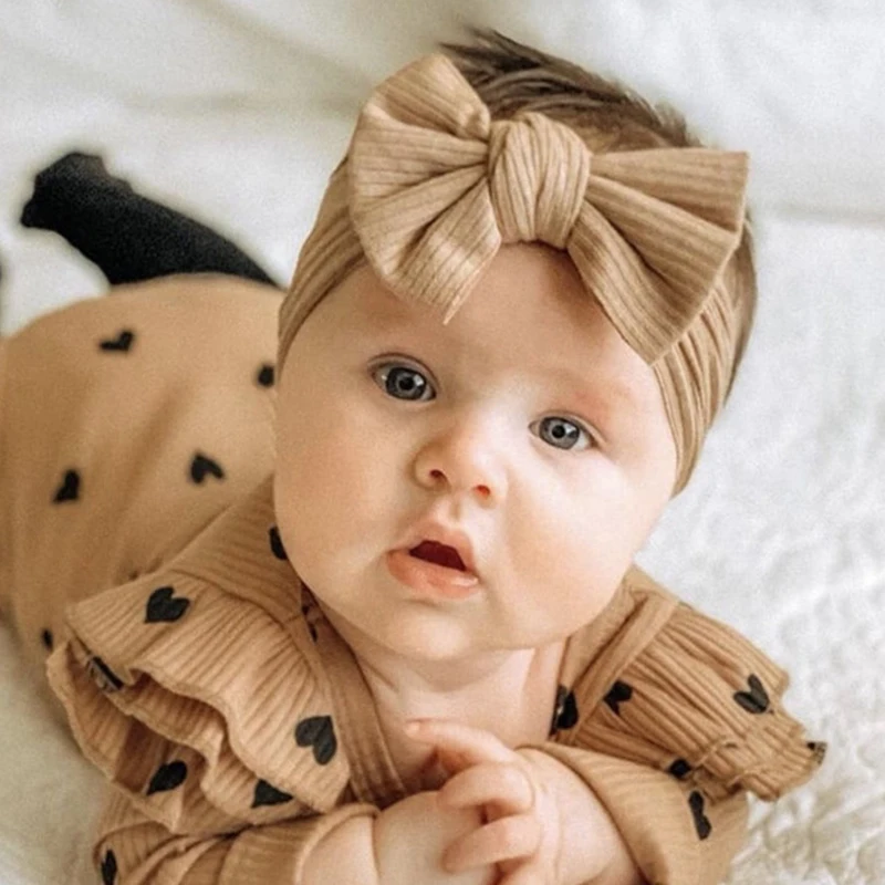 Big Bowknot Newborn Turban Large Knot Bow Striped Headband for Baby Girls Headwrap Kids Cotton Bows Bandeau Children Headwear children solid color double bowknot bunny ears headband baby big bow daisy flower headband turban kids headwrap flower bandeau