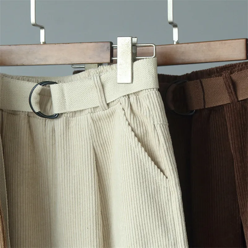 Вельветовые штаны-шаровары, осенне-зимние женские штаны с эластичным поясом, повседневные брюки, pantalones mujer cintura alta