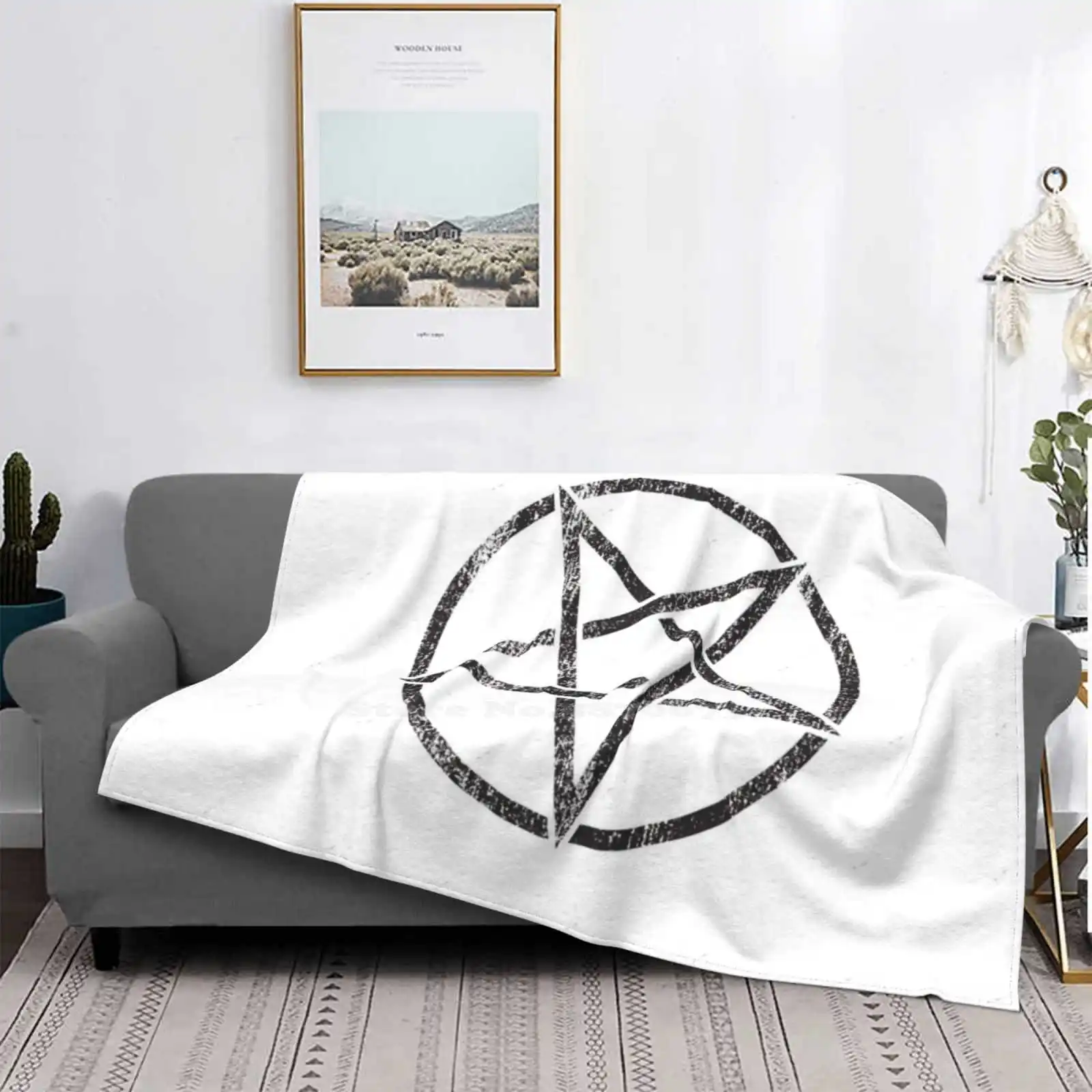 Worn Pentagram Creative Design Light Thin Soft Flannel Blanket Occult Satan Witch Devil Gothic Pagan Satanic 666 | Дом и сад