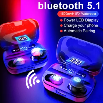 

Q61X bluetooth 5.1TWS bluetooth headset touch digital display light display emergency power bank headset