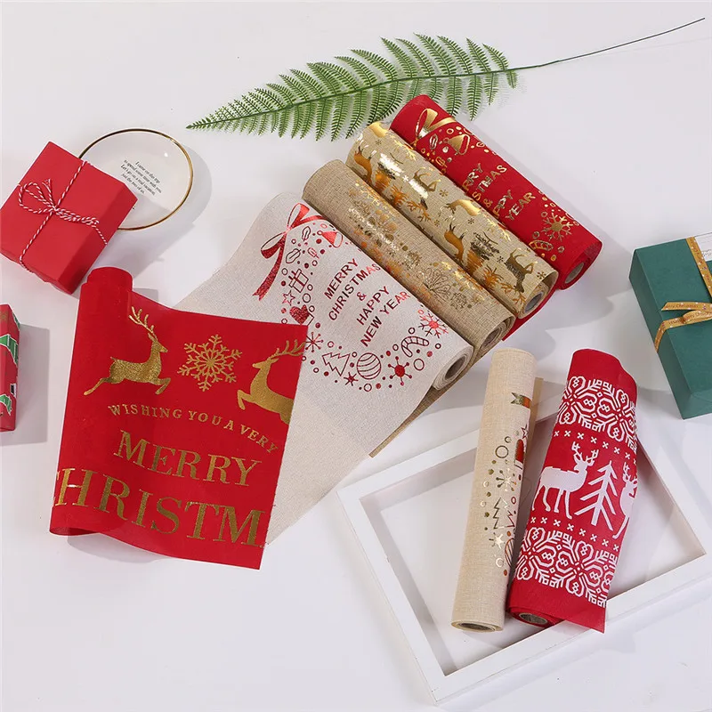 

Merry Christmas Red Snowflake Snowman Long Table flag Runner Cloth 28x270CM table runners modern Home Decor chemin de table @D