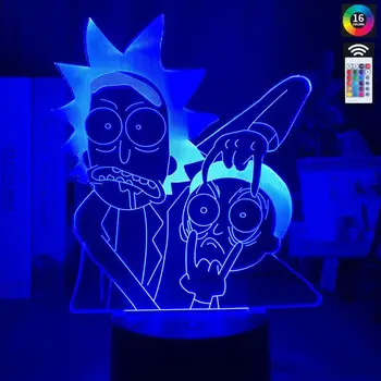 

3D led night light Kids Nightlight for Bedroom touch colorful with remote control Gifts for children Peace Among Worlds Rick
