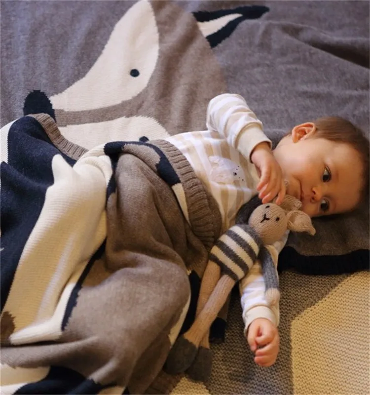 Хлопковое вязаное зимнее плотное мягкое минималистичное детское одеяло с геометрическим узором, Детское покрывало на заднее сиденье для новорожденных, одеяло в кроватку
