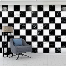 Пользовательские 3D обои современные черно-белые решетки мрамор водонепроницаемый Фреска кухня гостиная ресторан фото фон стены искусства