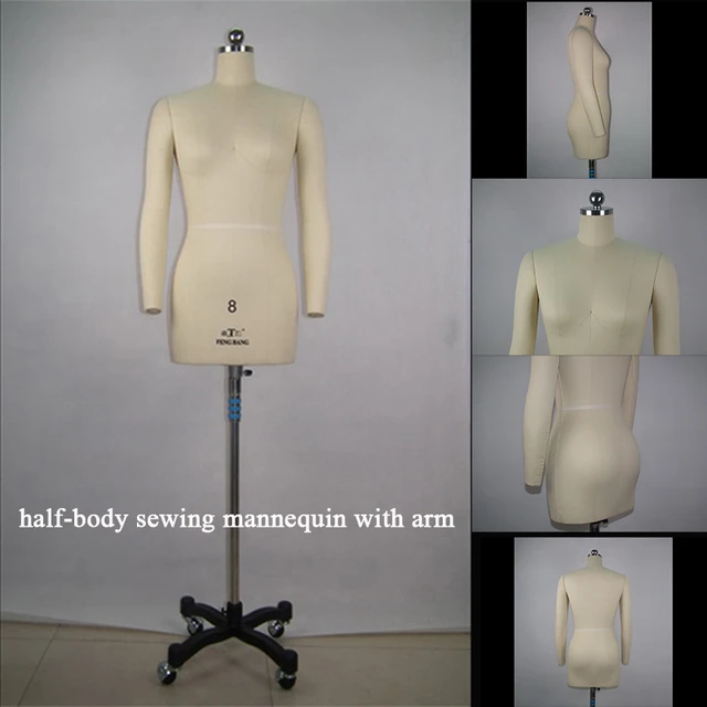 Modelo de costura profesional, maniquí ajustable con base de soporte para  trípodes, maniquí de medio cuerpo para mujer (color blanco, tamaño