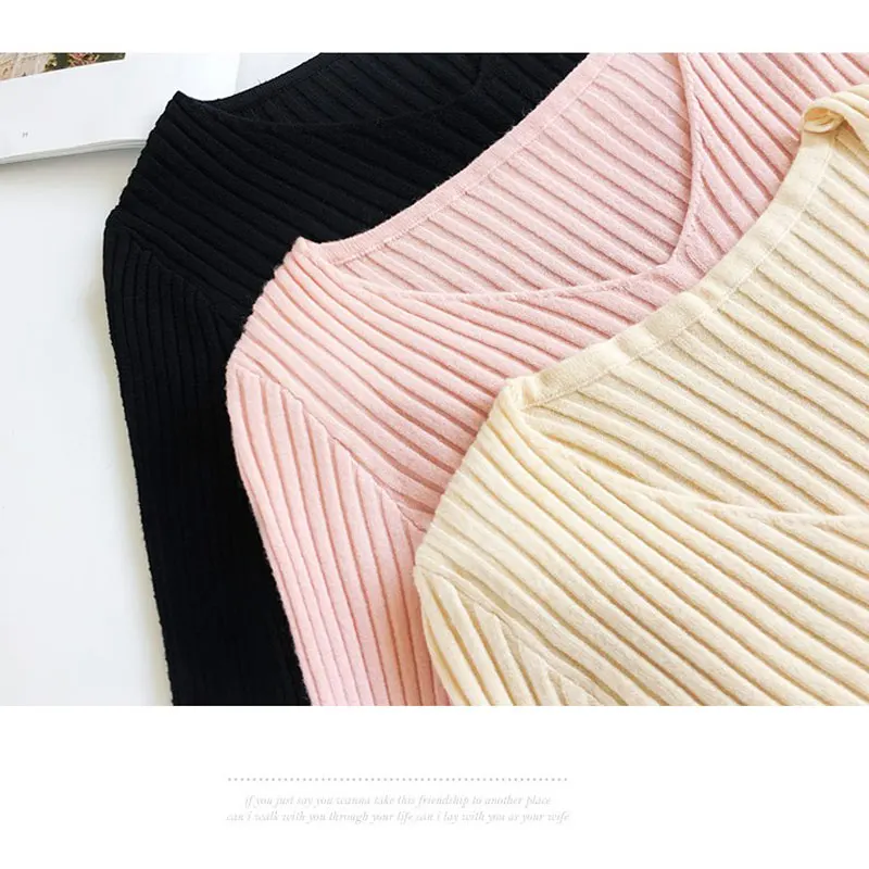 Autumn Winter Cotton Sweater Women New Soft Core Silk Long-sleeved Solid V-neck Slim Slimming Shirt Sweater Autumn Winter Cotton Sweater Women New Soft Core Silk Long-sleeved Solid V-neck Slim Slimming Shirt Sweater