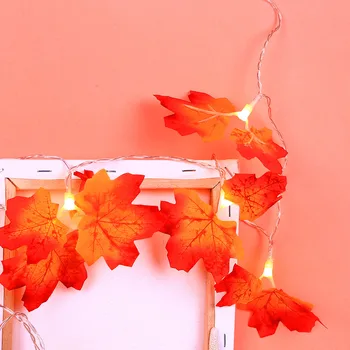 

FangNymph LED Maple Leaves String Lights Outdoor Indoor LED Lights Thanksgiving Wedding Decorations EU Plug