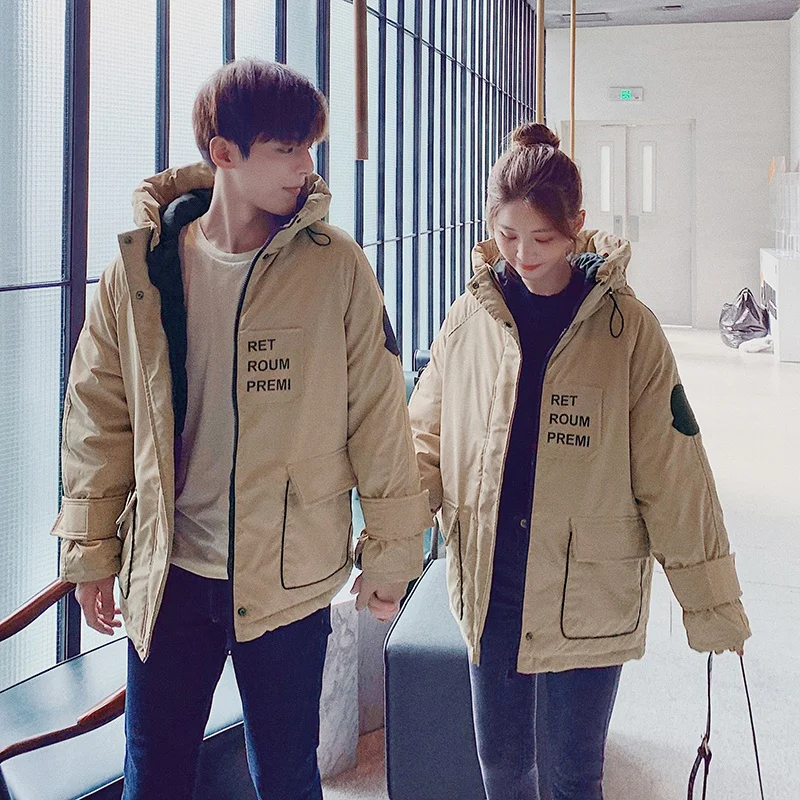 

Men/Women Parkas Winter Coats Hooded Thick Cotton Warm Female Jacket Fashion Mid Long Wadded Coat Outwear Couple wear