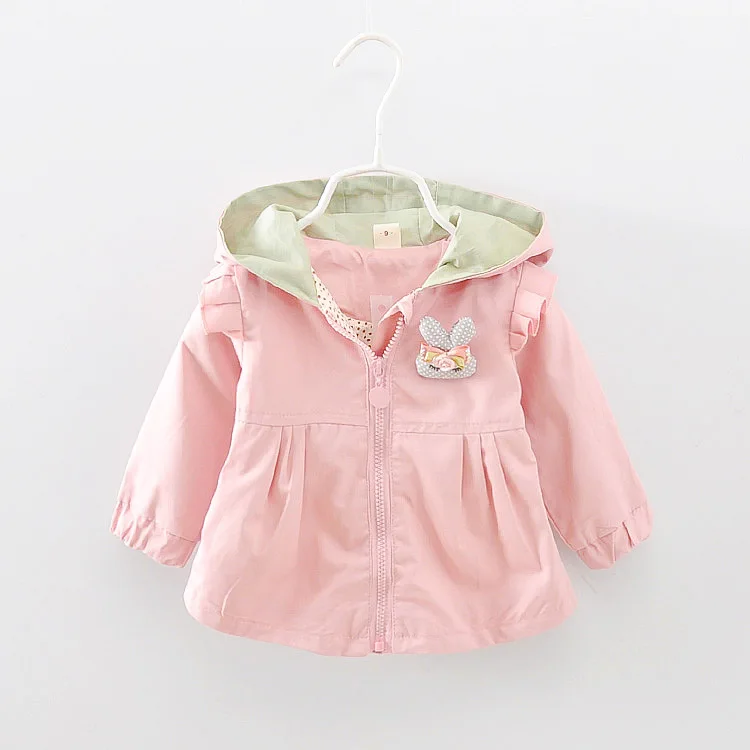 Пальто для малышей, весенне-осенний плащ с капюшоном и заячьими ушками для маленьких девочек, куртка для малышей, Одежда для новорожденных, 2 года