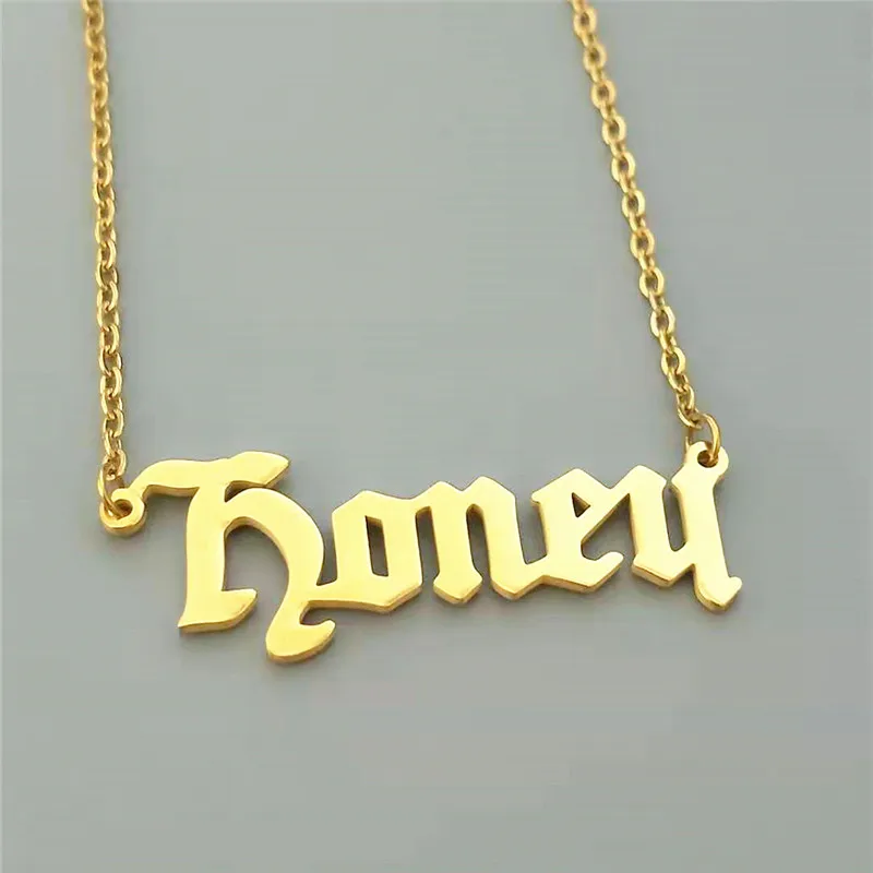 

Fashion Jewelry Unique Font Custom Name Necklace Personalized Bijoux Femme Nameplate Letter Pendant Necklaces Women Men BFF Gift