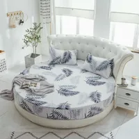 Printing Round Bed sheet 100% Cotton Fitted sheet with Elastic Themed Hotel Motel Mattress Cover no pillowcase 1