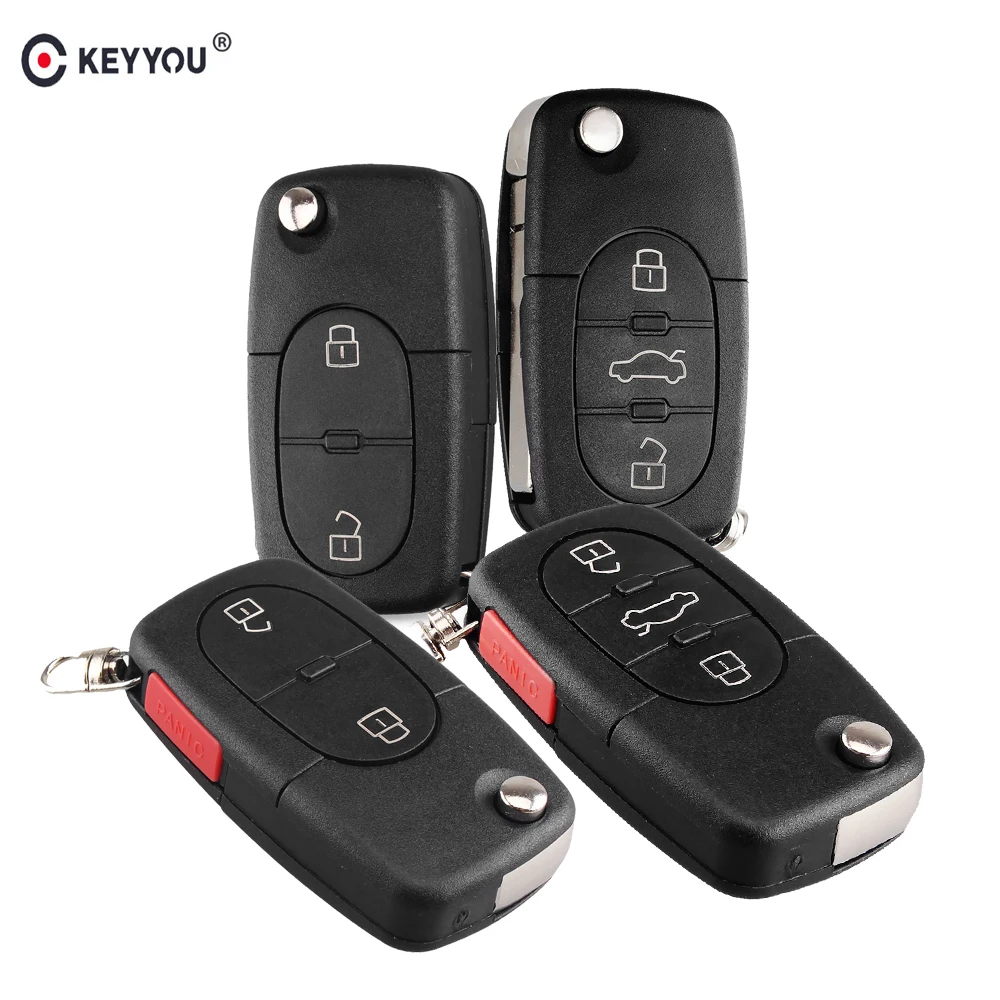 Раскладной чехол KEYYOU для автомобильного ключа с кнопкой 2/3/4 Audi A2 A3 A4 A6 TT Quattro