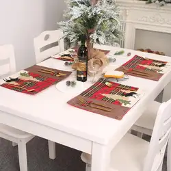 Рождественские салфетки для стола теплоизоляционные ножи салфетка для вилки новогодние вечерние столовые приборы рождественские