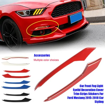 

Car Front Fog Light Eyelid Decoration Cover Trim Strips Stickers For Mustang 2015 2016 Car Styling Accessories